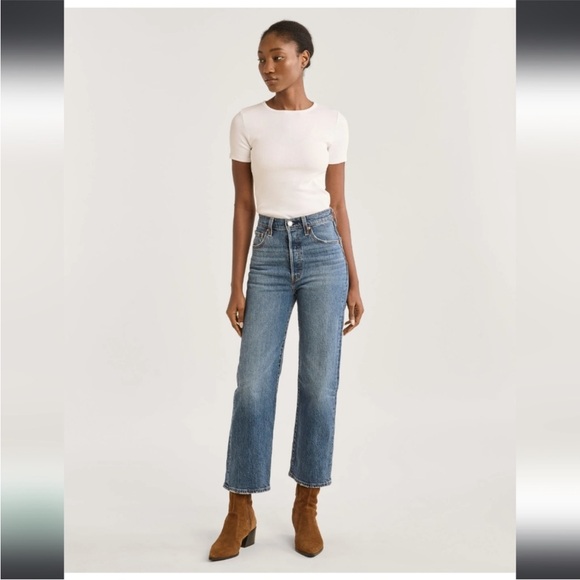 Levi’s Ribcage ankle straight size 24 EUC medium wash - Picture 7 of 13